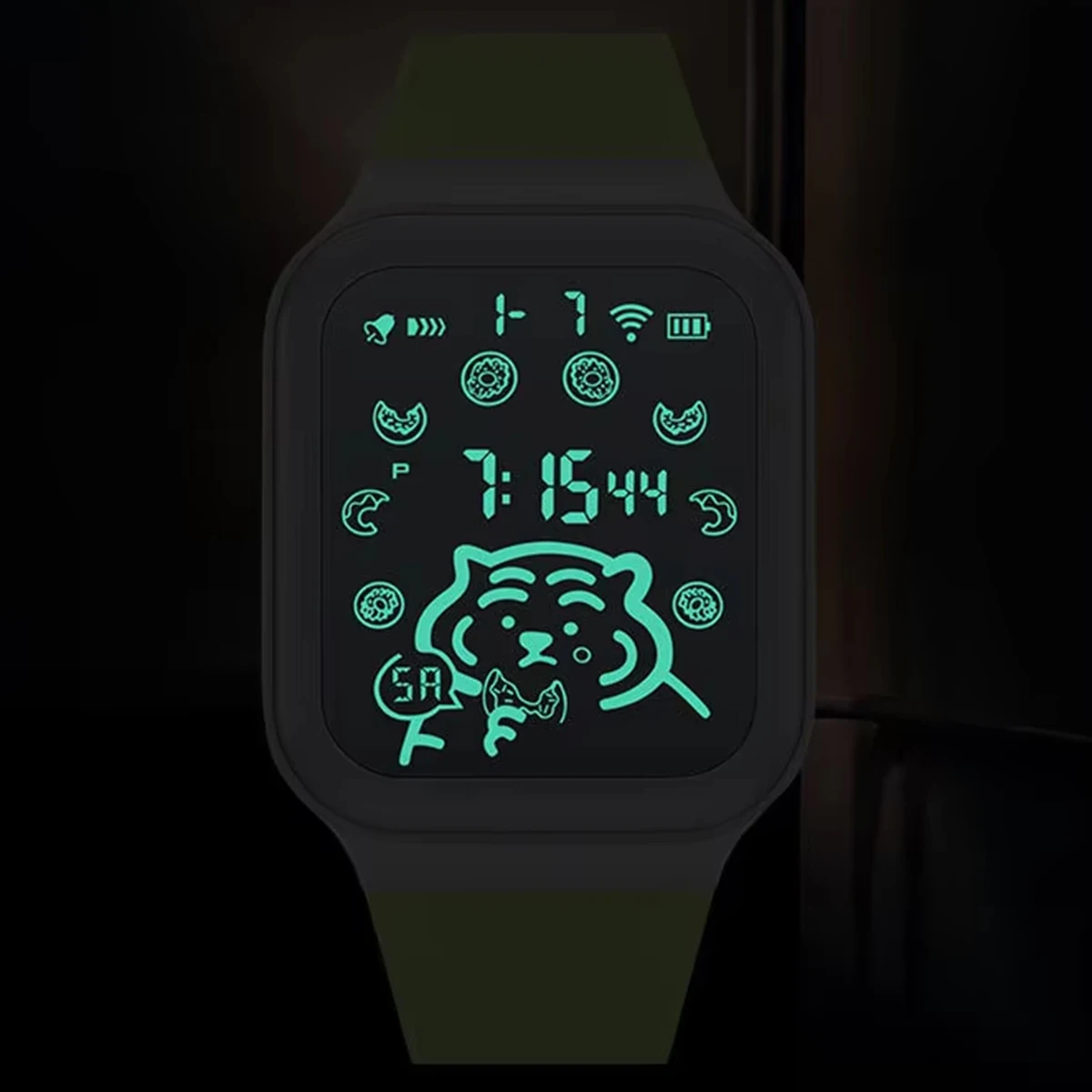 Relógio de estudante LED luminoso à prova d'água relógio eletrônico moda esportes relógio cabeça de tigre unissex