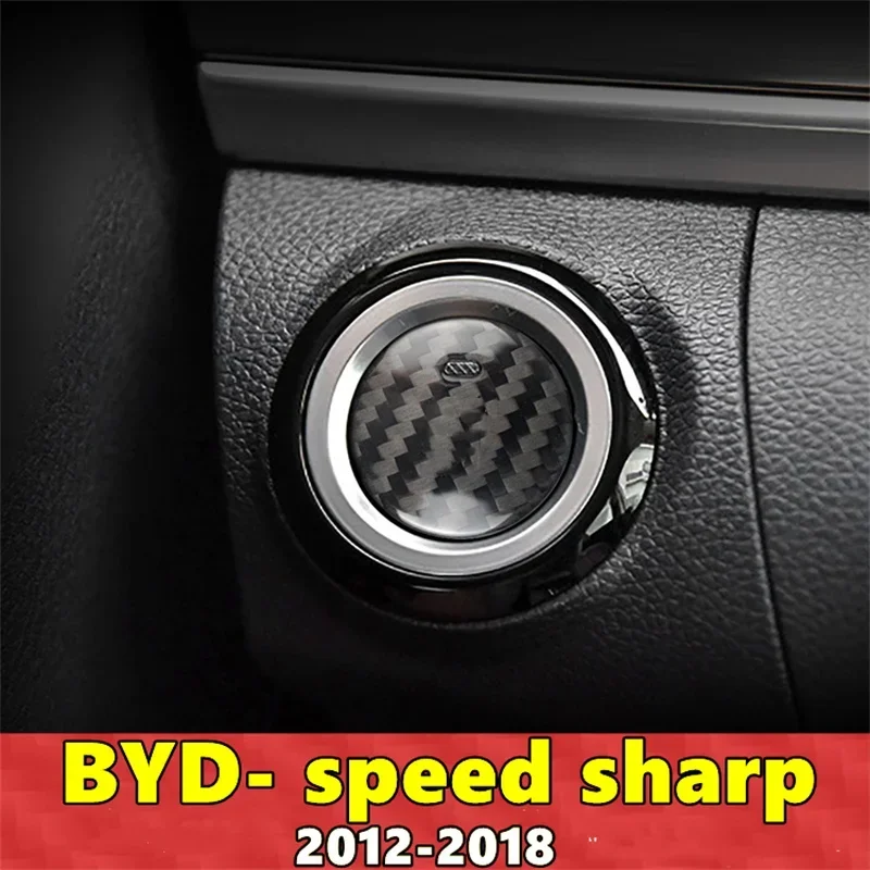 For BYD Speed Sharp Car Engine Start Stop Button Cover Real Carbon Fiber Sticker 2013 2014 2015 2016 2017 2018