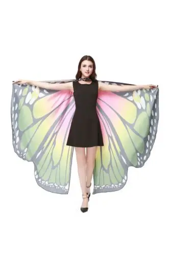 Aunavey Christmas Party Soft Fabric Butterfly Wings Shawl Fairy Ladies Nymph Pixie Costume Accessory Halloween Dance Parties