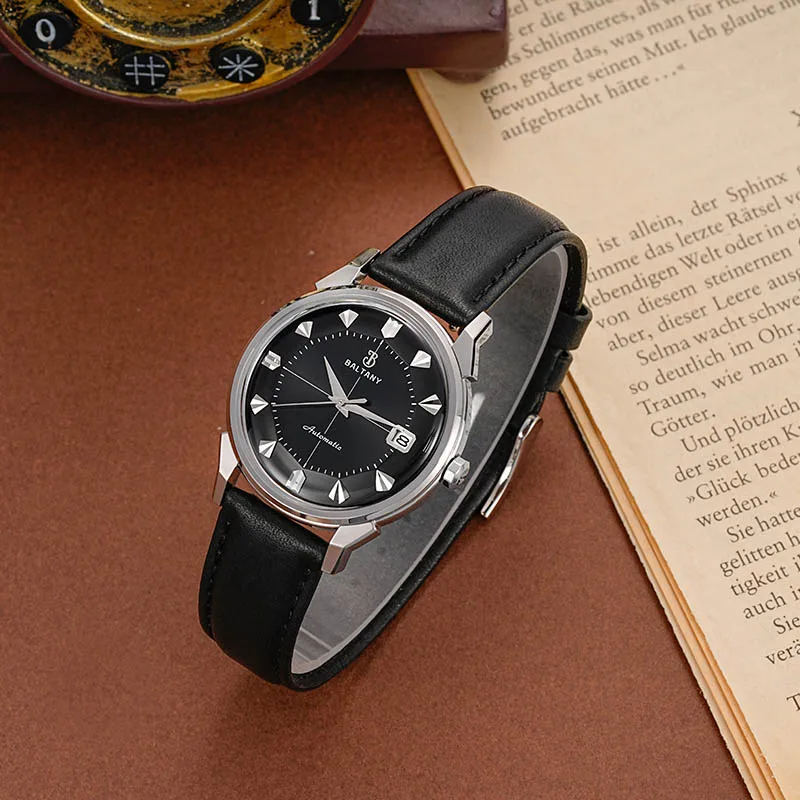 Baltany S4106 Constellation Homage Male Watch Crosshair Layout Date 36mm Pie-Pan Dial Luxury Retro Automatic Dress Watches