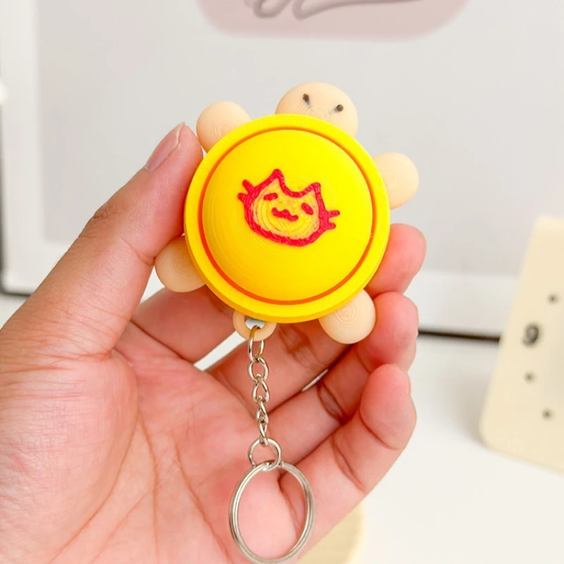 3D Printed Simulation Food Fidget Clicker KeyChain Cake Tortoise Cat Paw Pendant Clicker Keyboard Keyring Christmas Gift
