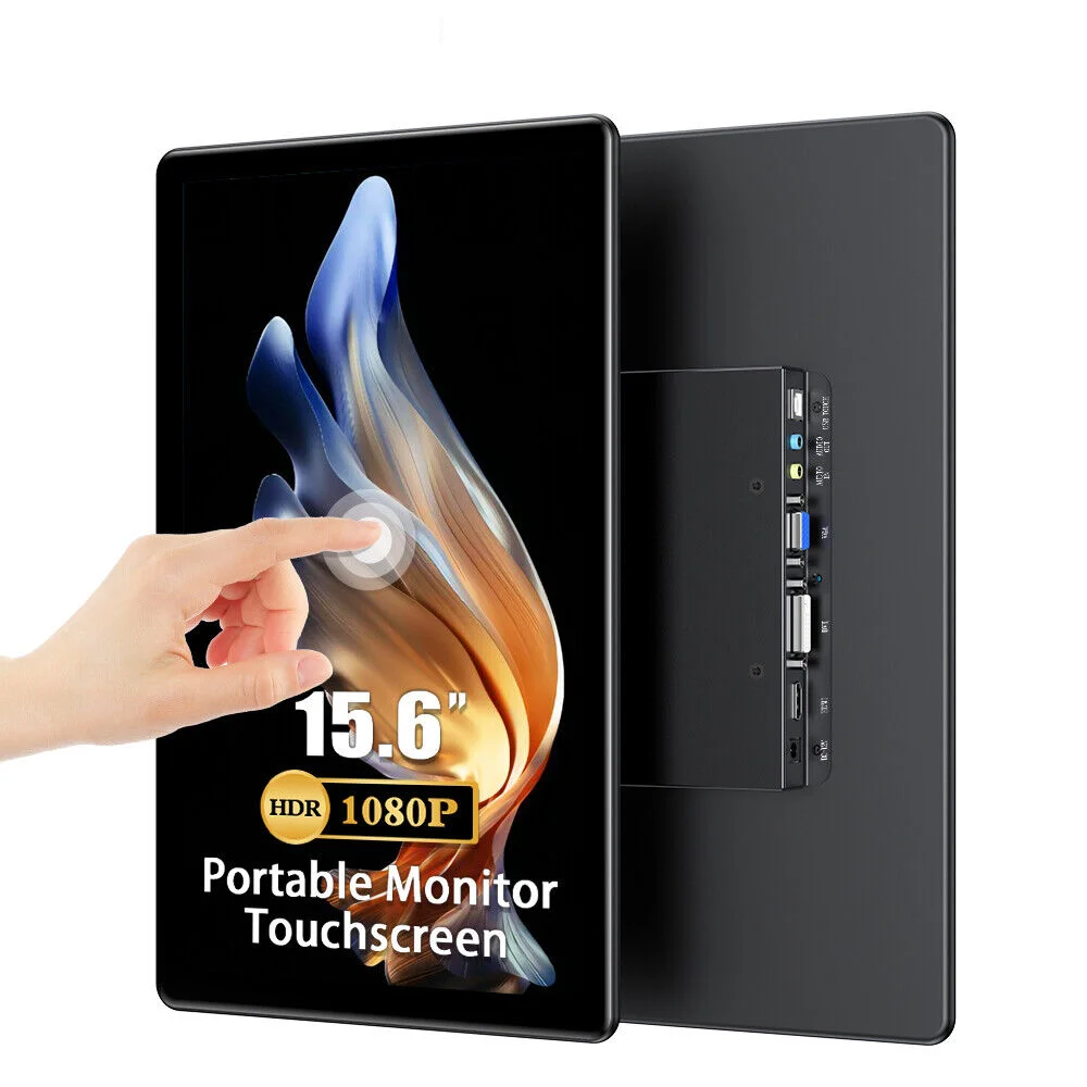 

UPERFECT 15.6 Inch Computer Monitor Bulit in DVI VGA HDMI USB Multi-port with VESA FHD IPS 1080P Portable Touchscreen Display