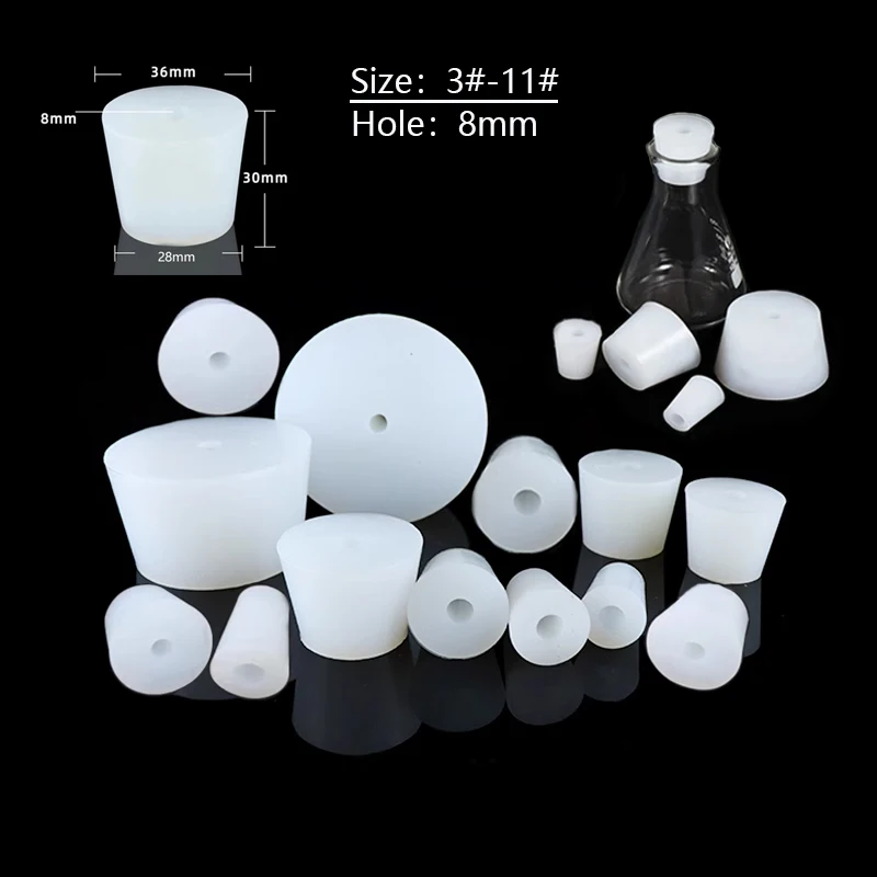 Silicone Solids Plug Fermenter Cover Rubber Stopper With Hole Laboratory Stopper Valve Acid Alkali Resistant Brew Wine Stoppers
