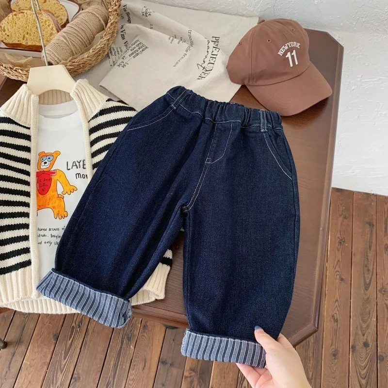 Boys Casual Jeans Children Denim Ripped Jeans Kids Trousers Toddler Girl Fall Clothes 2025 Baby Harem Pants Baggy Jeans