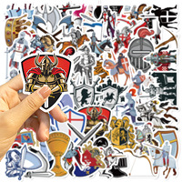 10/50PCS Cool Medieval Knight Graffiti Stickers Cartoon Soldier Cold Weapons Sticker Laptop Guitar Car Bike Decals DIY Kids Toy