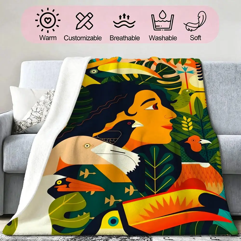 Owen D-Davey Famous Artist Throw Soft Cozy Flannel Blanket for Couch Sofa Bed, Mid-Century Modern Art Lover Gift