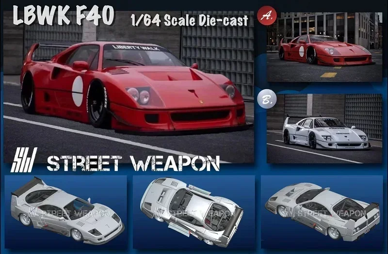 

SW 1:64 LBWK F40 Red White Die-Cast Car Models