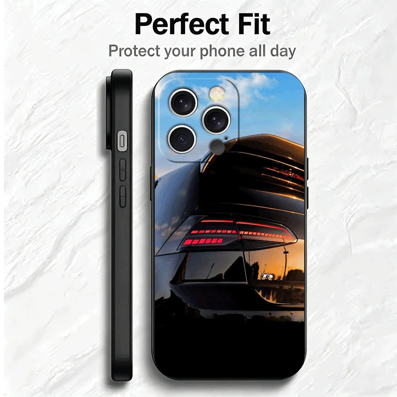 Sports Car Golf R Cool Soft Phone Case for iPhone 16 16E 17 Air 15 Pro Max 14 Plus 13 Mini 11 12 7 Black Cover Back Shell view 5