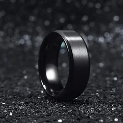 8Mm Men'S Matte Black Ring - Ideal For Parties, Birthdays & Special Occasion Gifts
