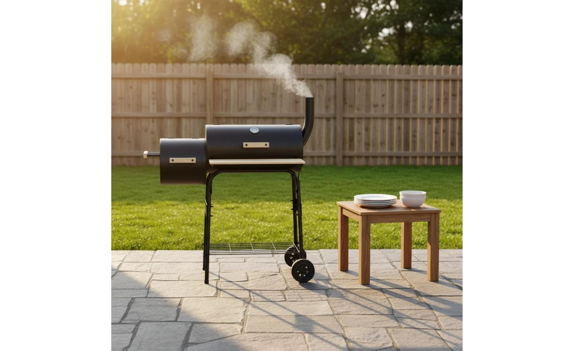 Two-chamberBarrel Barbecue Grill Black Metal Wheeled Barbecue Grill Outdoor Cooking Side Shelf Wheels Two-chamberBarrel Barbecue Grill Black Metal Wheeled Barbecue Grill Outdoor Cooking Side Shelf Wheels
