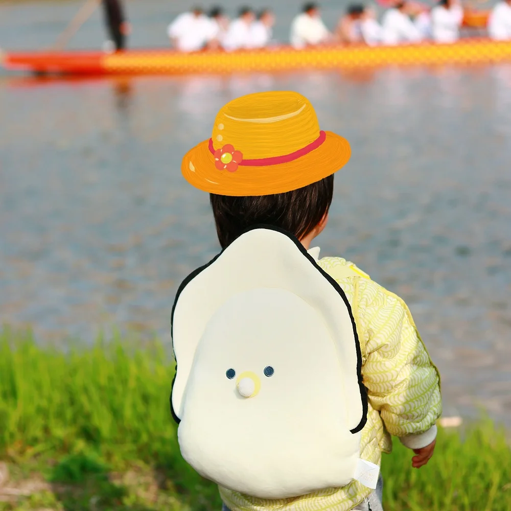 Yell stuffed 38cm Plush Small round eyes Raw Oyster Backpack pacifier zipper travel storage bag stretchy soft fluffy doll gift