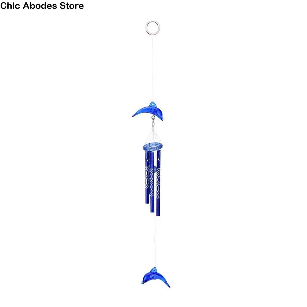 

Cute Crystal Dolphin 3 Colors Home Garden Wind Chime 4 Metal Tubes Bell