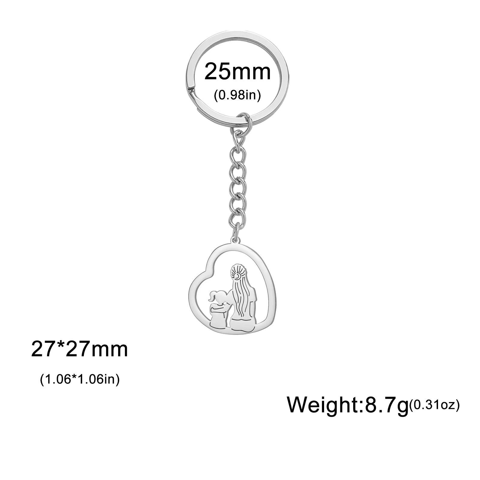LIKGREAT Mother Daughter Keyring Hollowed Mom Girl Heart Keychain Stainless Steel Lovely for Bag Car Jewelry Gift for Women Gift