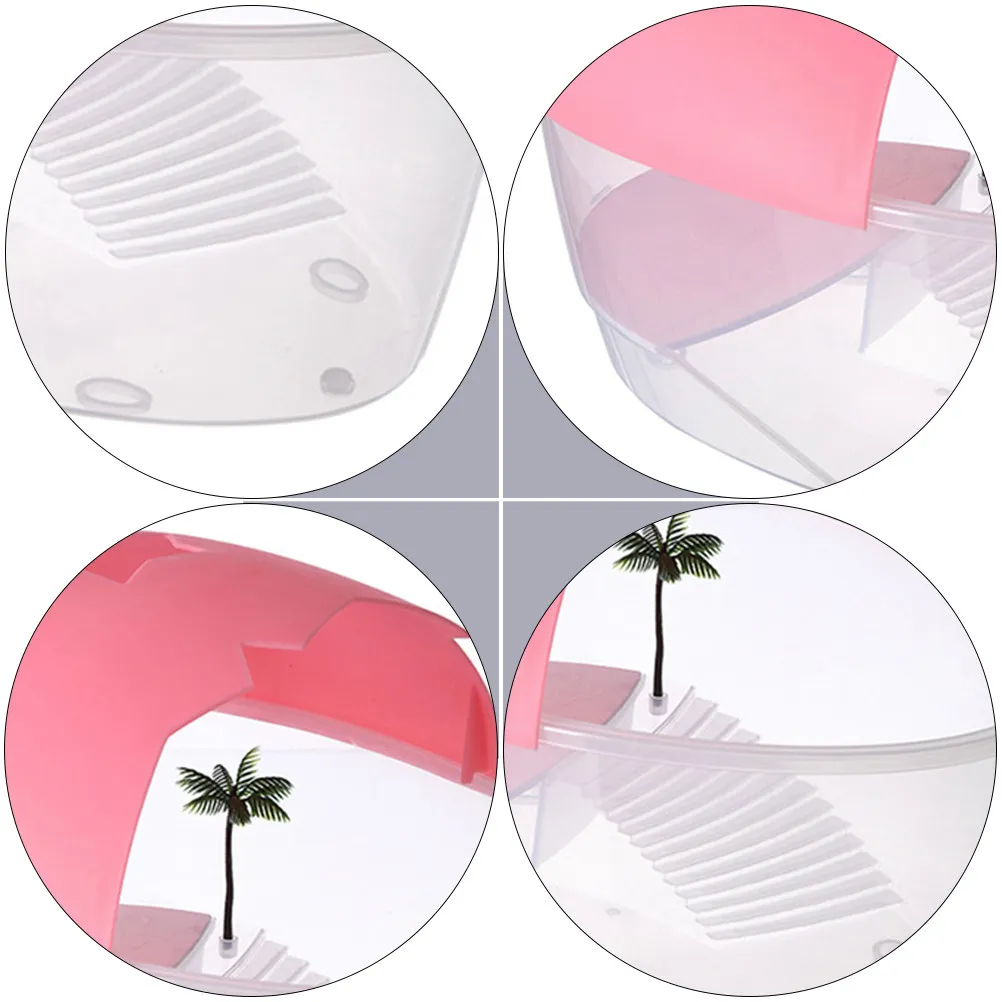 1Pcs Plastic Reptile Pet Tank Heavy Duty Turtle Habitat Box with Basking Platform Swimming Area Smooth Surface Easy Clean