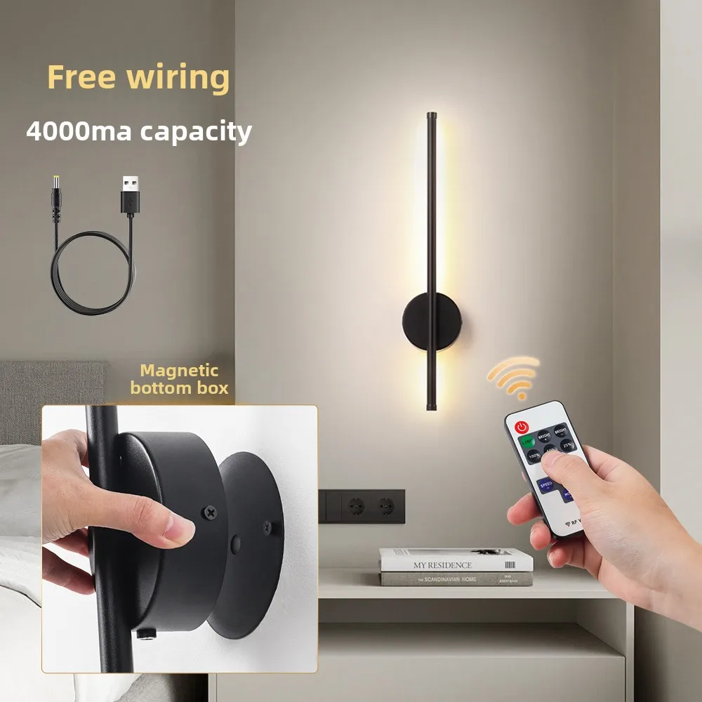 

Rechargeable LED Wall Lamp, Wireless Magnetic Disc Design Remote Sconce for Bedroom, Living Room