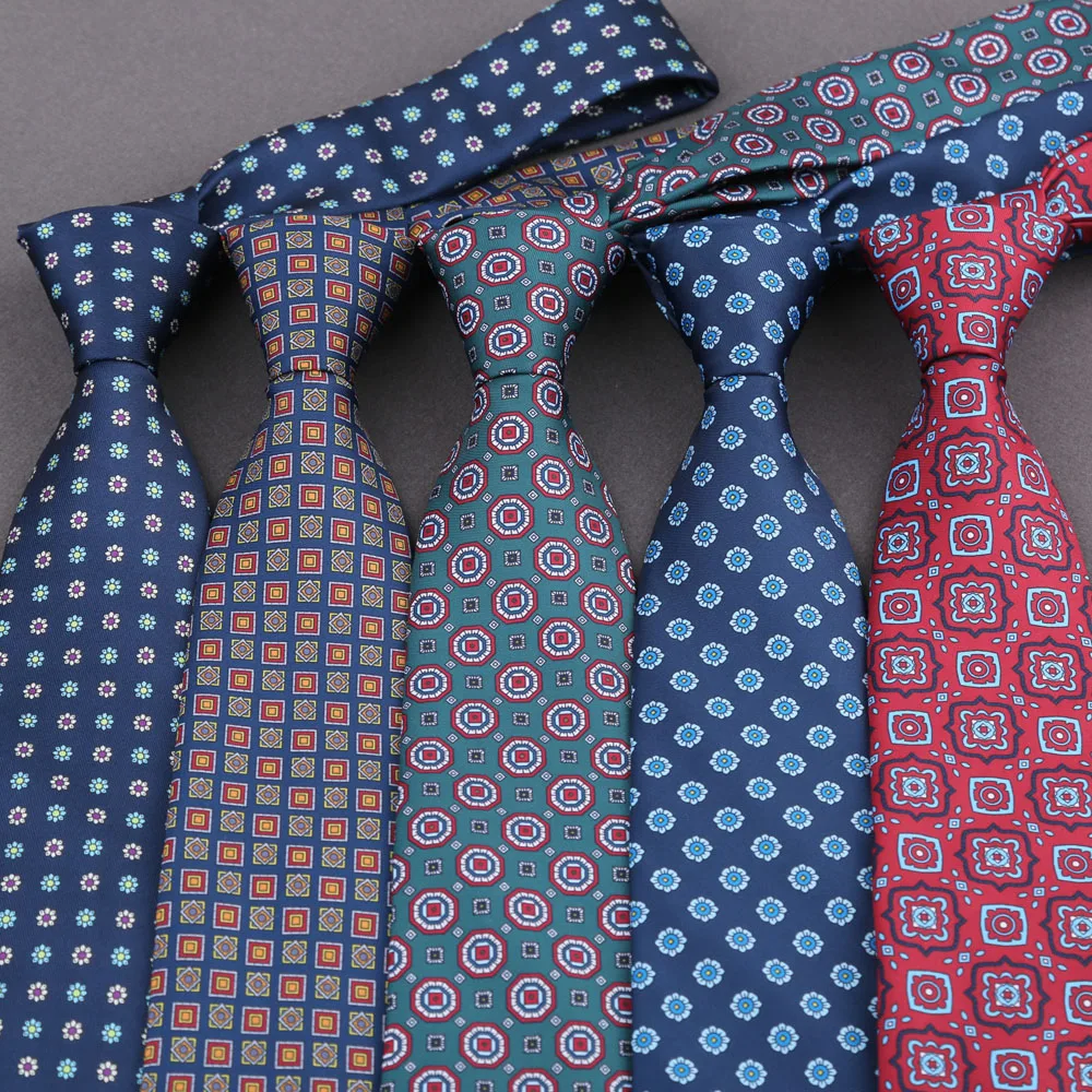 Classic Neck Tie Men's Imitation Silk High Quality Ties Soft Novel Polka Dot Floral Neckties Business Wedding Accessories Gift