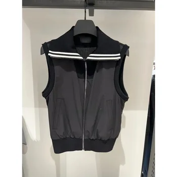 여성용 2024 스포츠 골프 재킷, 라펠 지퍼, 민소매, 다목적 조끼, 여름 골프웨어 