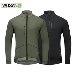 WOSAWE Men Winter Fleece Thermal Cycling Jacket Long Sleeve Windproof MTB Road Bike Windbreaker Bicycle Jersey