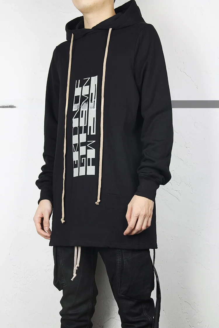 

ential RO k Trendy Sub-line Letter Print Long Hoodie Sweatirt ular Hip Hop Men's Casual Comfortable Autumn Wear