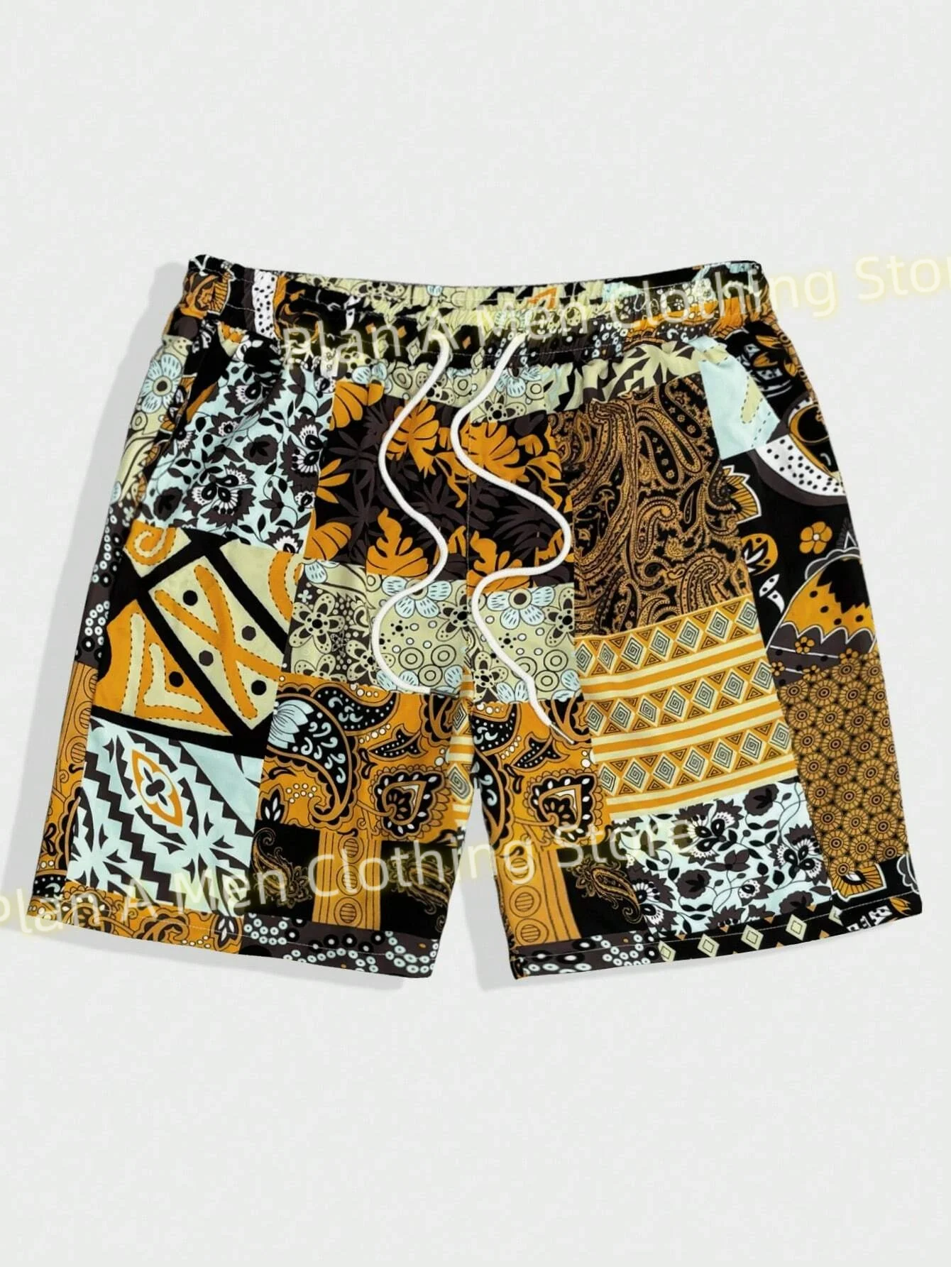 Ethnic Style Print Men Beach Shorts New Fashion Casual Workout Shorts Men Gym Shorts Hawaii Holiday Sports Shorts Men Clothing