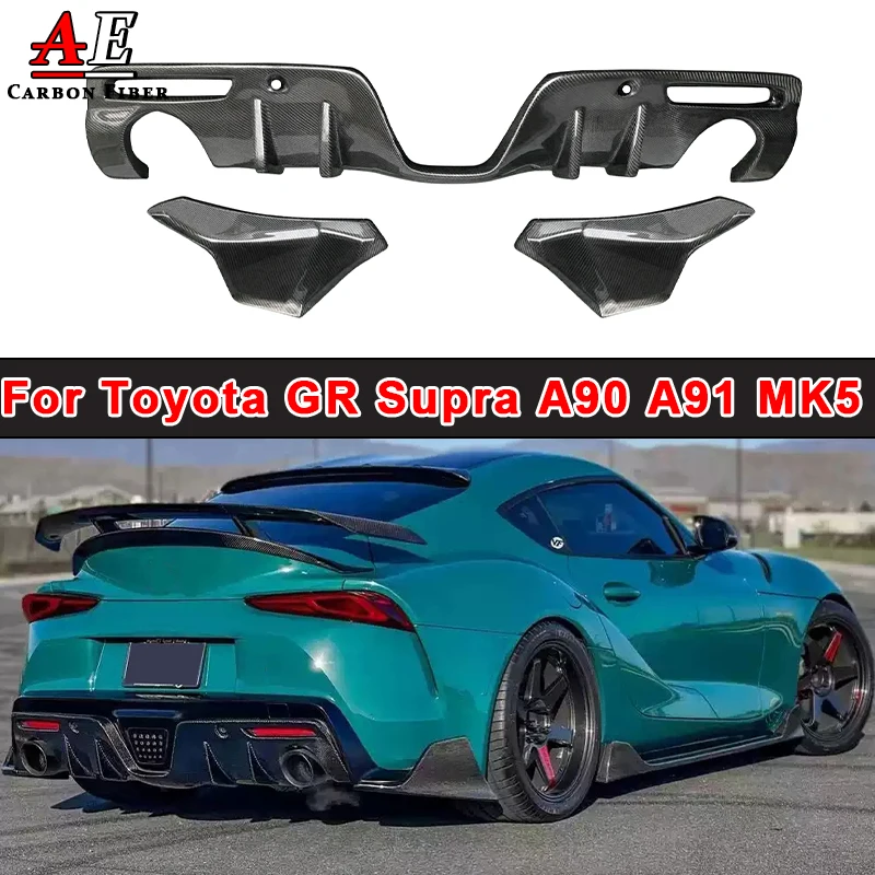 Carbon Fiber Rear Bumper Lip Diffuser Spoiler For Toyota Supra GR A90 A91 MK5 2019-2022 Side Splitter Apron Guard Body Kit