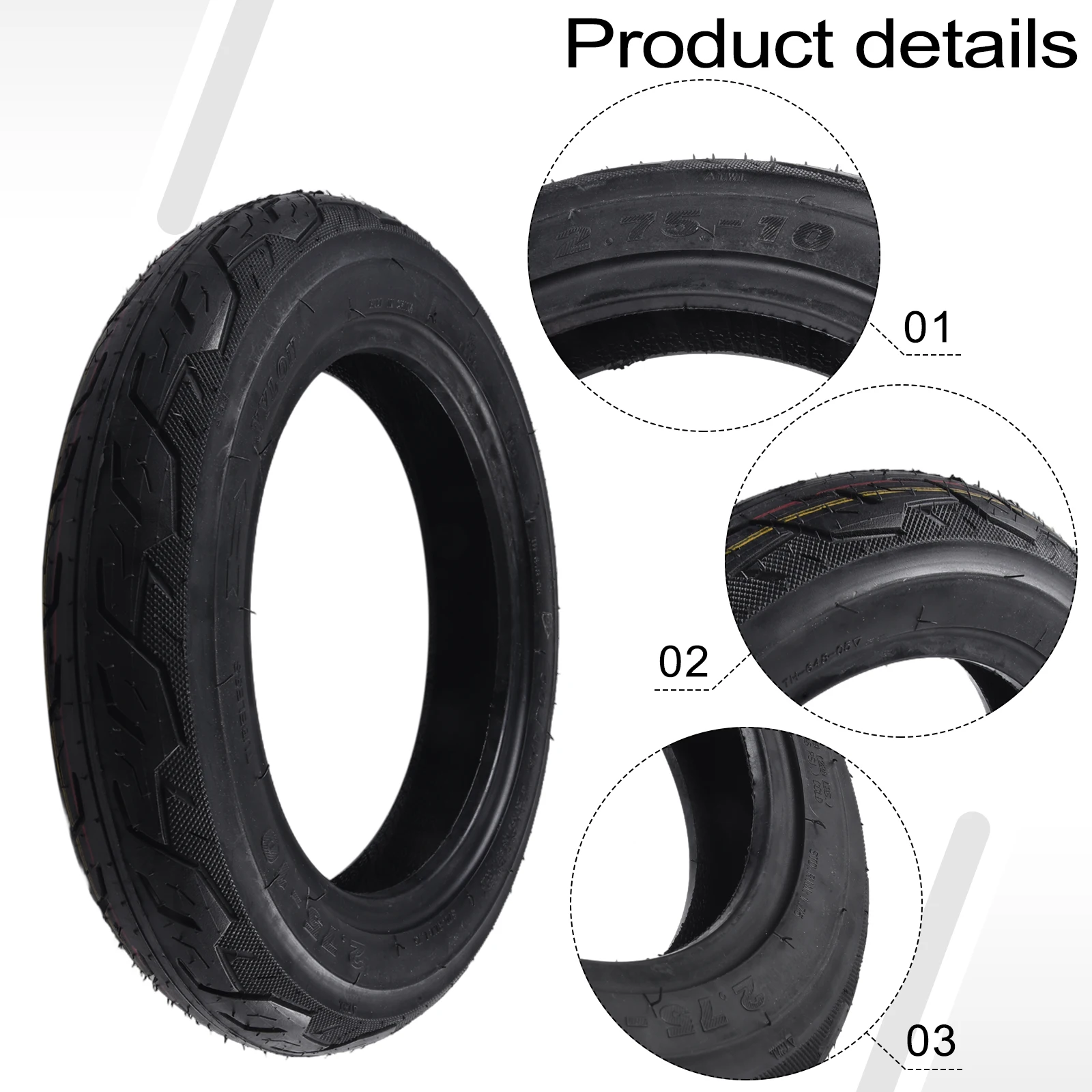 Dirt Bike Tyre E Bike Tyre Tubeless Tyre 14 Inch 14x2 75 2 75 10 Black Mini Replacement E Bike Accessories For Moto Dirt Bike