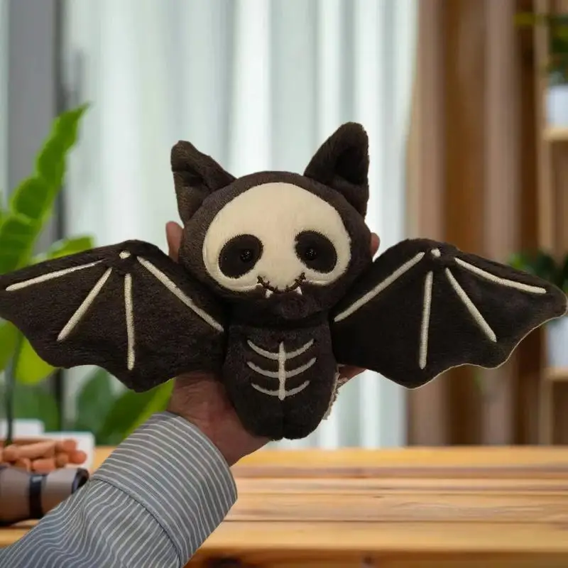 

New Kawaii Plush Skull & Bat Keychain Cartoon Stuffed Doll Bag Pendant Backpack Hanging Decor Halloween Gift