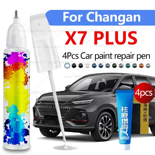 Imagen 1 del producto Pluma de reparación de pintura de coche para Changan X7 PLUS 2020-2023, accesorios de reparación de arañazos, 4 Uds., azul, blanco y gris