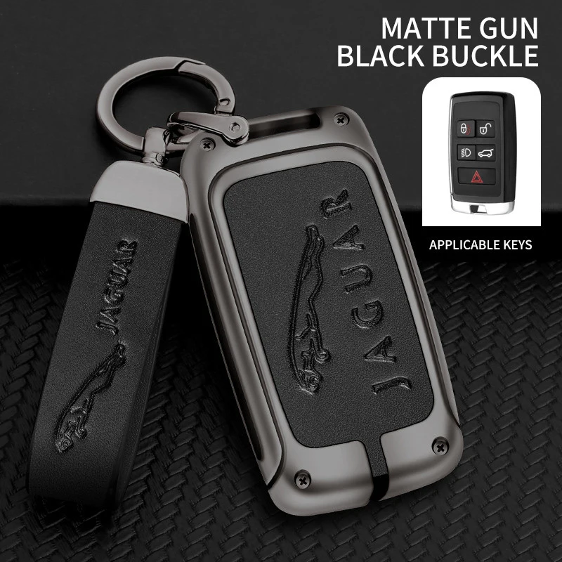 

Zinc Alloy Style Leather Car Remote Key Case Cover Shell Fob For Jaguar XEL E-PACE 2019 Car Protector Holder Keyless Accessories