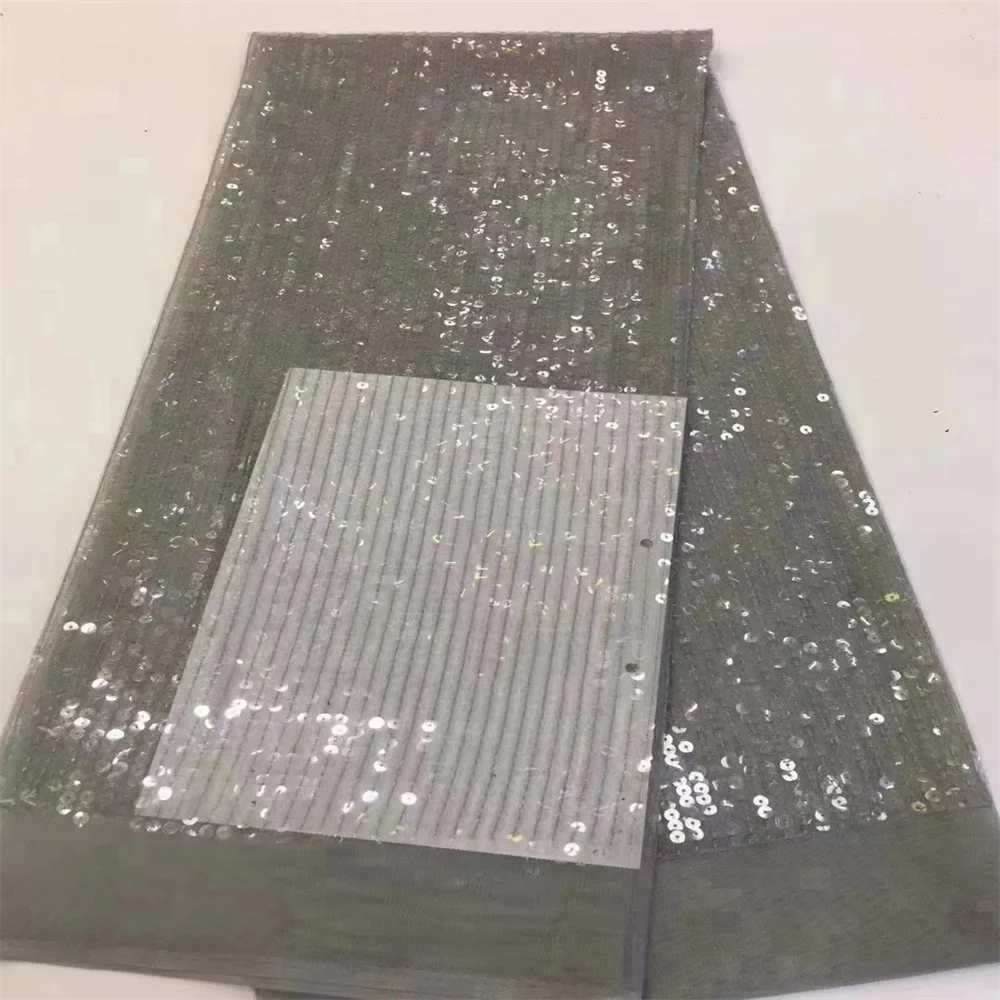 Paillettes tessuto di pizzo africano 2023 tessuto di lacci da sposa nigeriano ricamato tessuti di pizzo di Tulle francese di alta qualità cucito ST1101