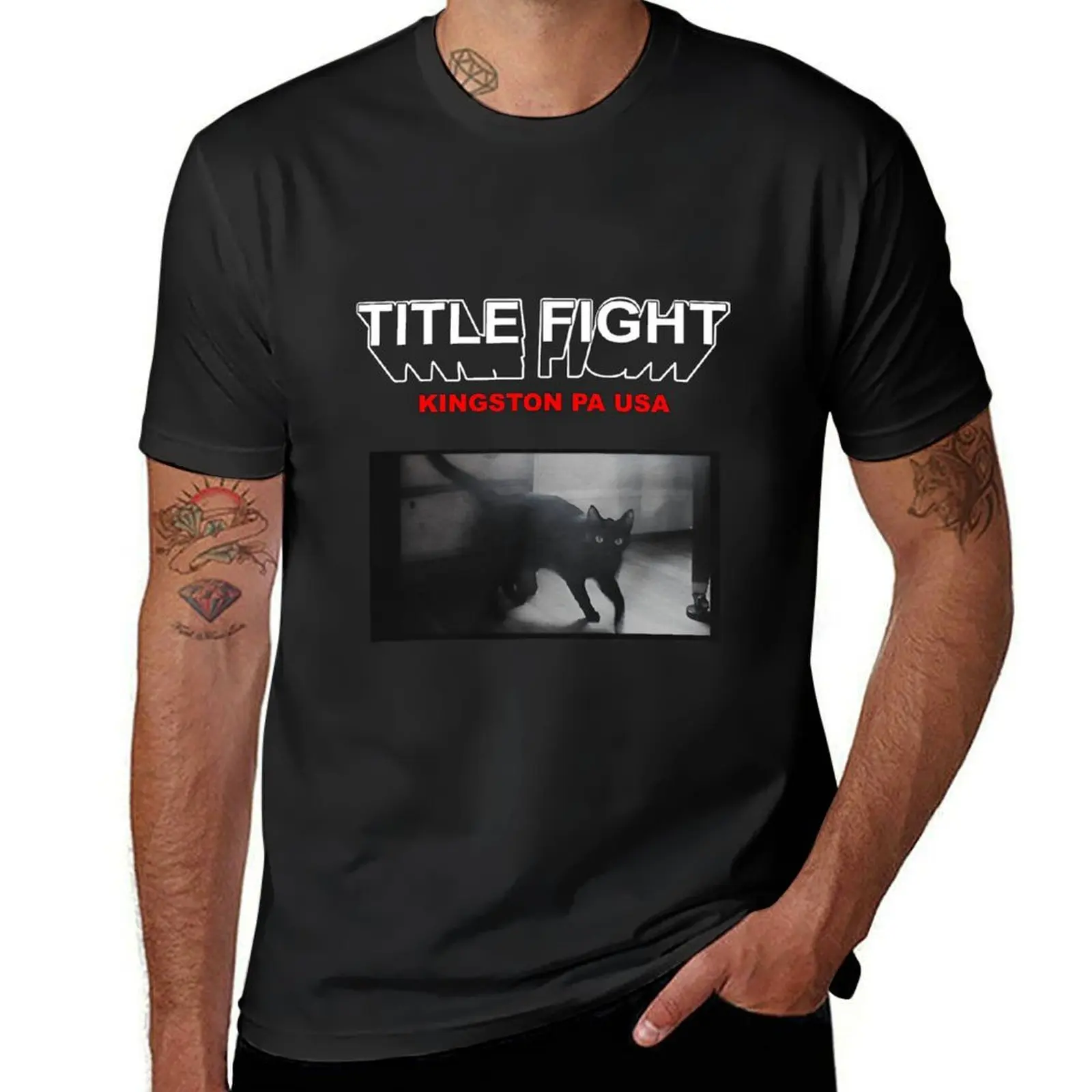 Title Fight Cat T-Shirt cute tops oversized black t shirts for men