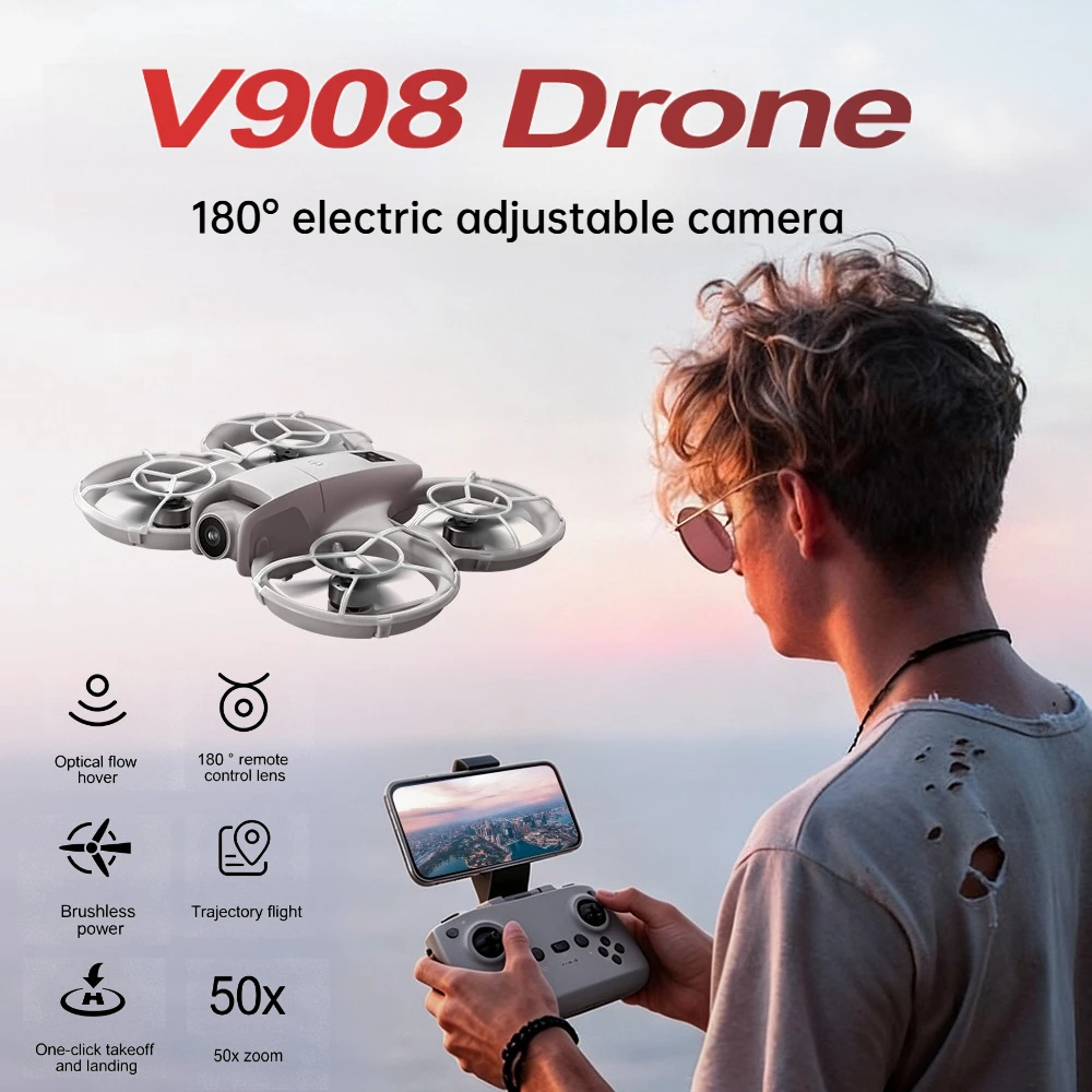 

New Drone 4K HD 180° Electric Dual Cameras Brushless Optical Flow Position Hover FPV WiFi Aircraft 360° Protection RC Quadcopter