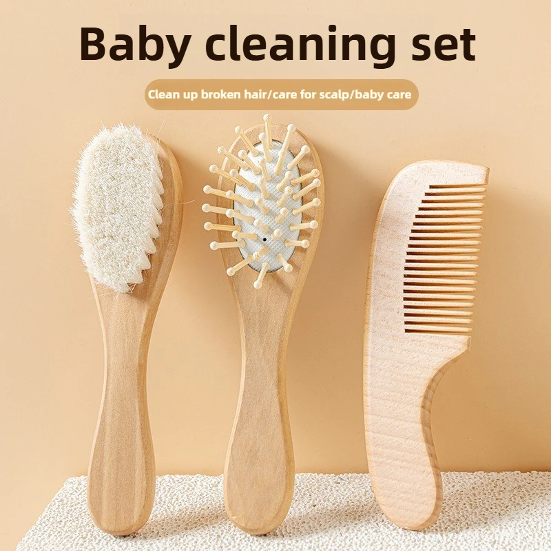 

Детская шерстяная расческа и набор детских щеток для шампуня, массажная расческа для ванны и щетка для чистки с мягкой щетиной для младенцев