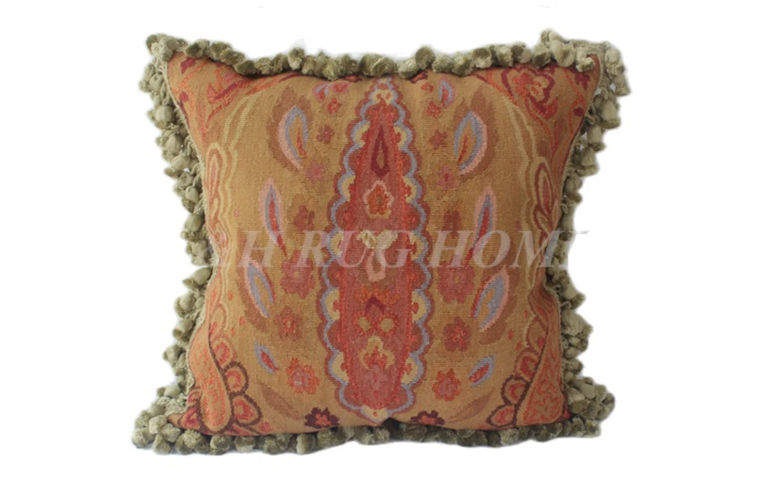 

Free Shipping 16"x16" (40x40cm) Aubusson Hand Woven Cushion, 100% New Zealand Wool handmade pillow, no insertion