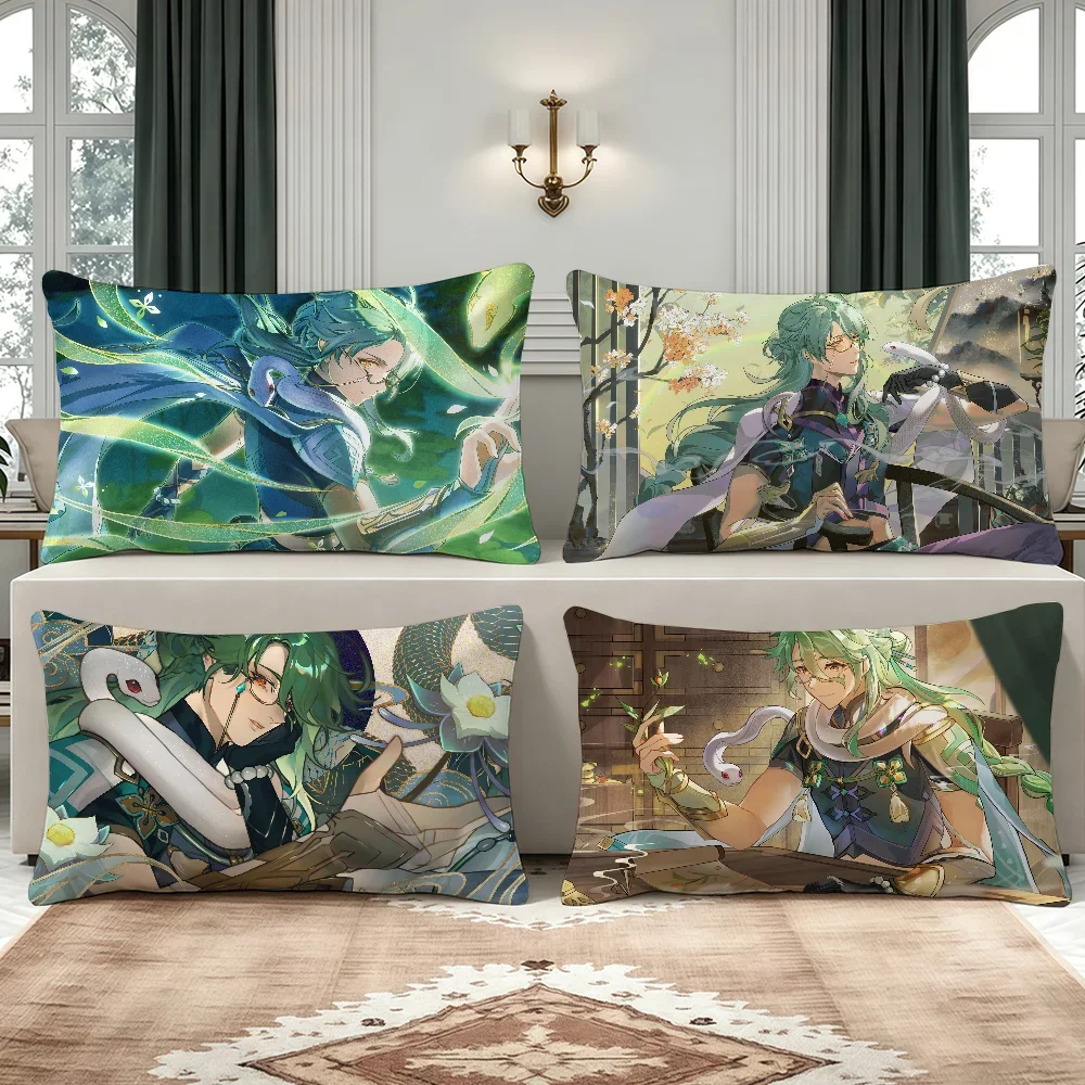 Baizhu Game Genshin Impact cushion cover Breathable Washable Decor Shell Pillowcase Zipper Sofa Office Lumbar Decoration
