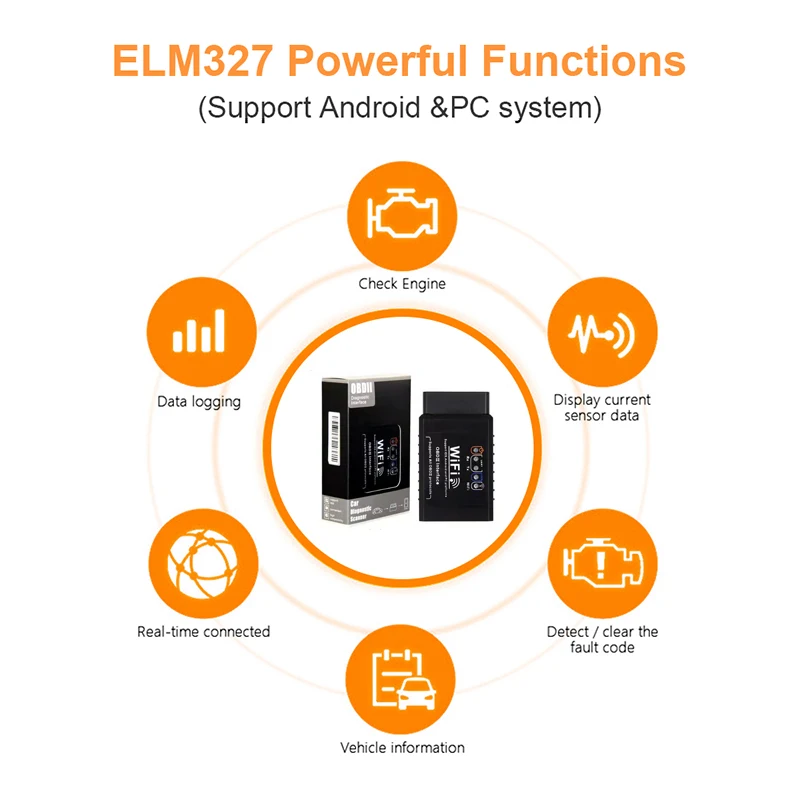 자동차 코드 리더, V1.5 와이파이 ELM327, 안드로이드, IOS, ODB2 오류 코드 이동, 무료 APP, OBD2 미니 자동차 스캐너, 와이파이 elm327