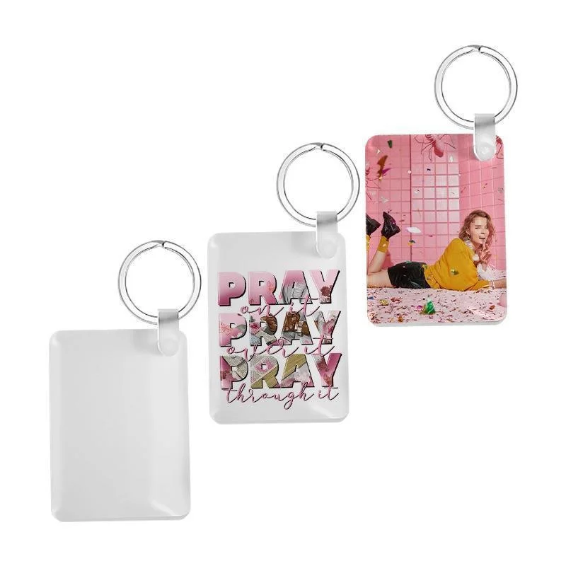 20pcs Sublimation Acrylic Keychain Blanks Keyrings For Heat Transfer Print Logo Image Keychain Bag Decor Pet Necklace