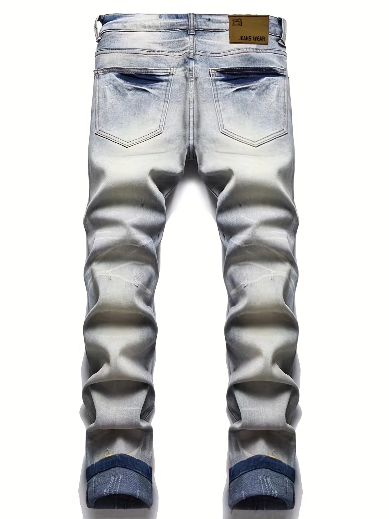 Men's Vintage Style Jeans European and American printed graffiti distressed washed and distressed jeans For Males