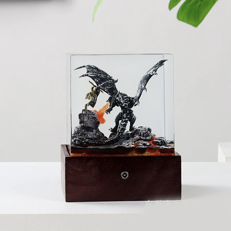 Dragon Jet Flame Organism Resin Table Light Creactive Art Decoration Lamp Flying Dragon Theme Night Light  USB Charge