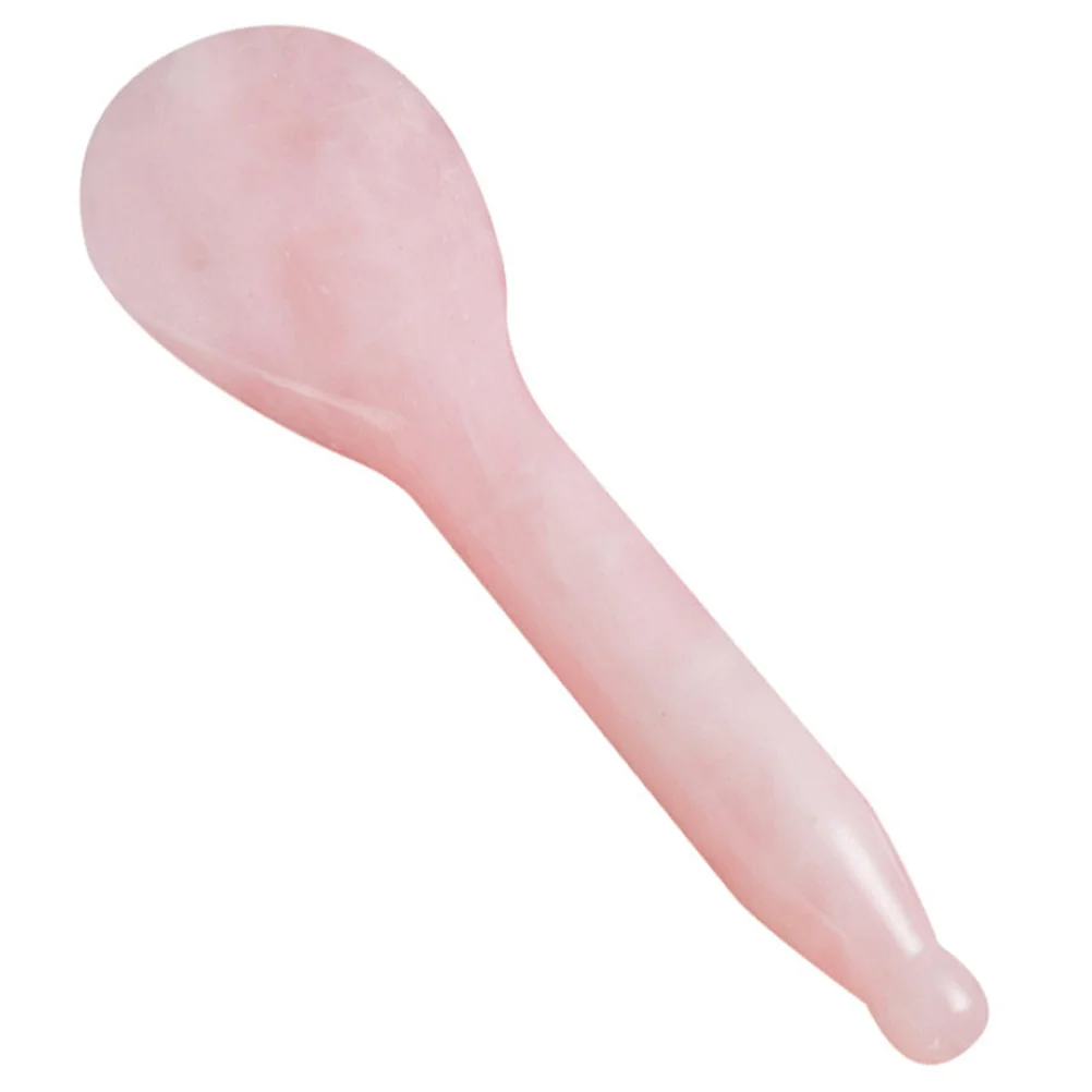 

Natural Pink Jade Facial Massaging Scraping Board Long Thick Handle Chinese Massage Tool Spa Face Neck Shoulder Foot Body