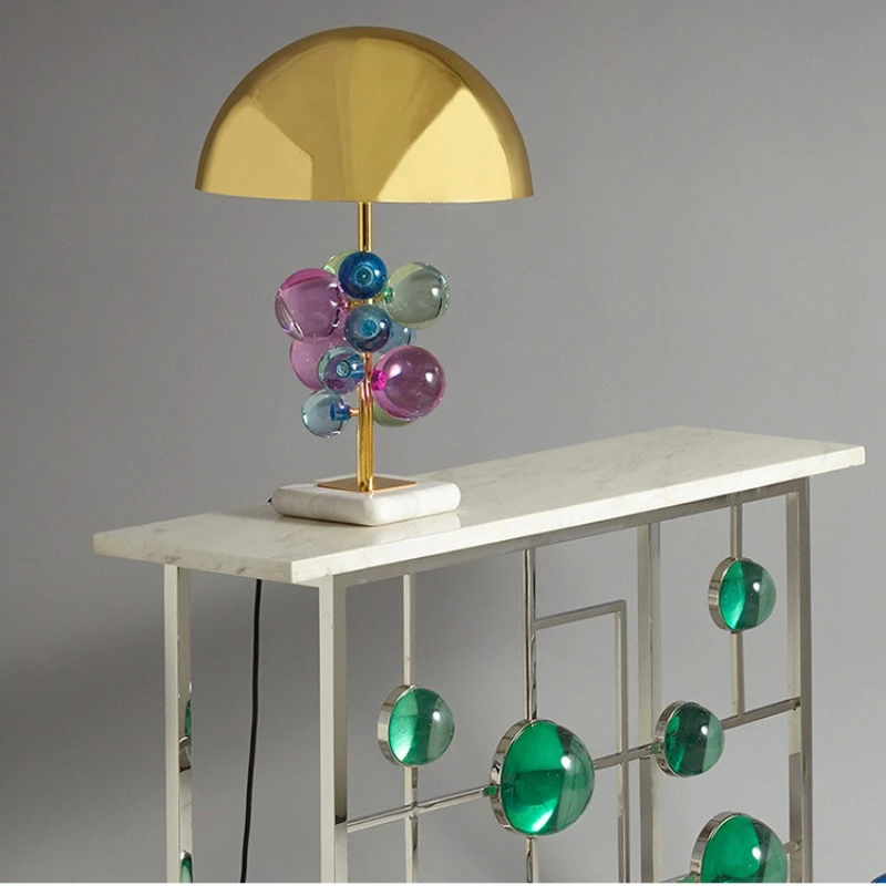 Italian Colored Crystal Spherical Designer's Postmodern Creative Luxurious Living Room and Bedroom Desk Lamp