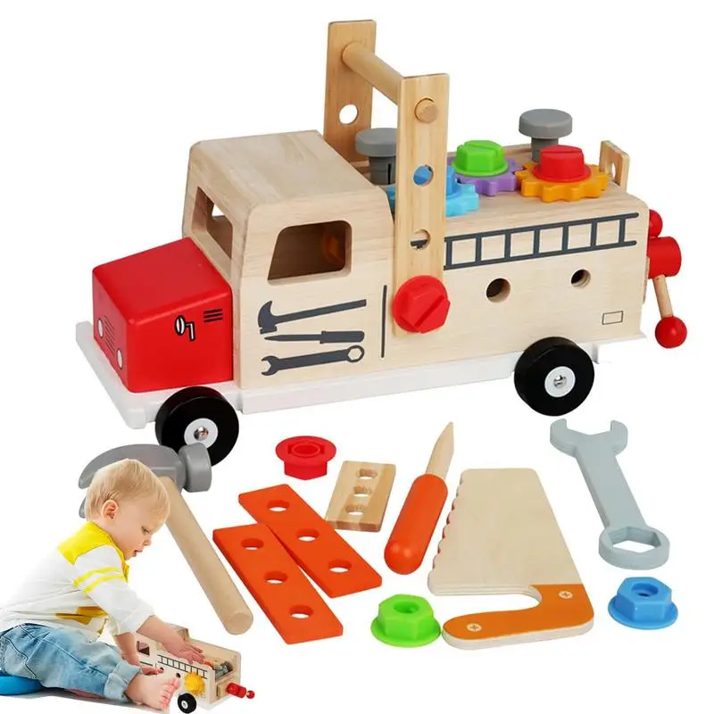 

Wooden Tool Box Construction Toys Truck Repair Box Play House Toys Toddler Montessori Fine Motor Screw Toy Kids Educational Toys