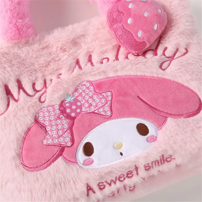 Kawaii Sanrio pluszowa torba Y2K Hello Kitty Cinnamoroll torebka na ramię moja melodia Plushie do przechowywania pluszowych zabawek torby na