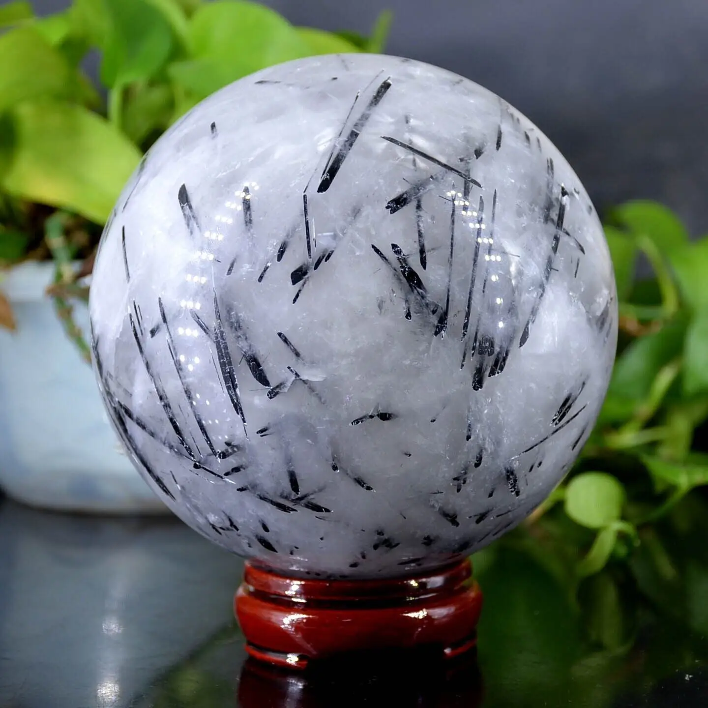 Natural Black Tourmaline Ball Crystal Quartz Sphere Healing