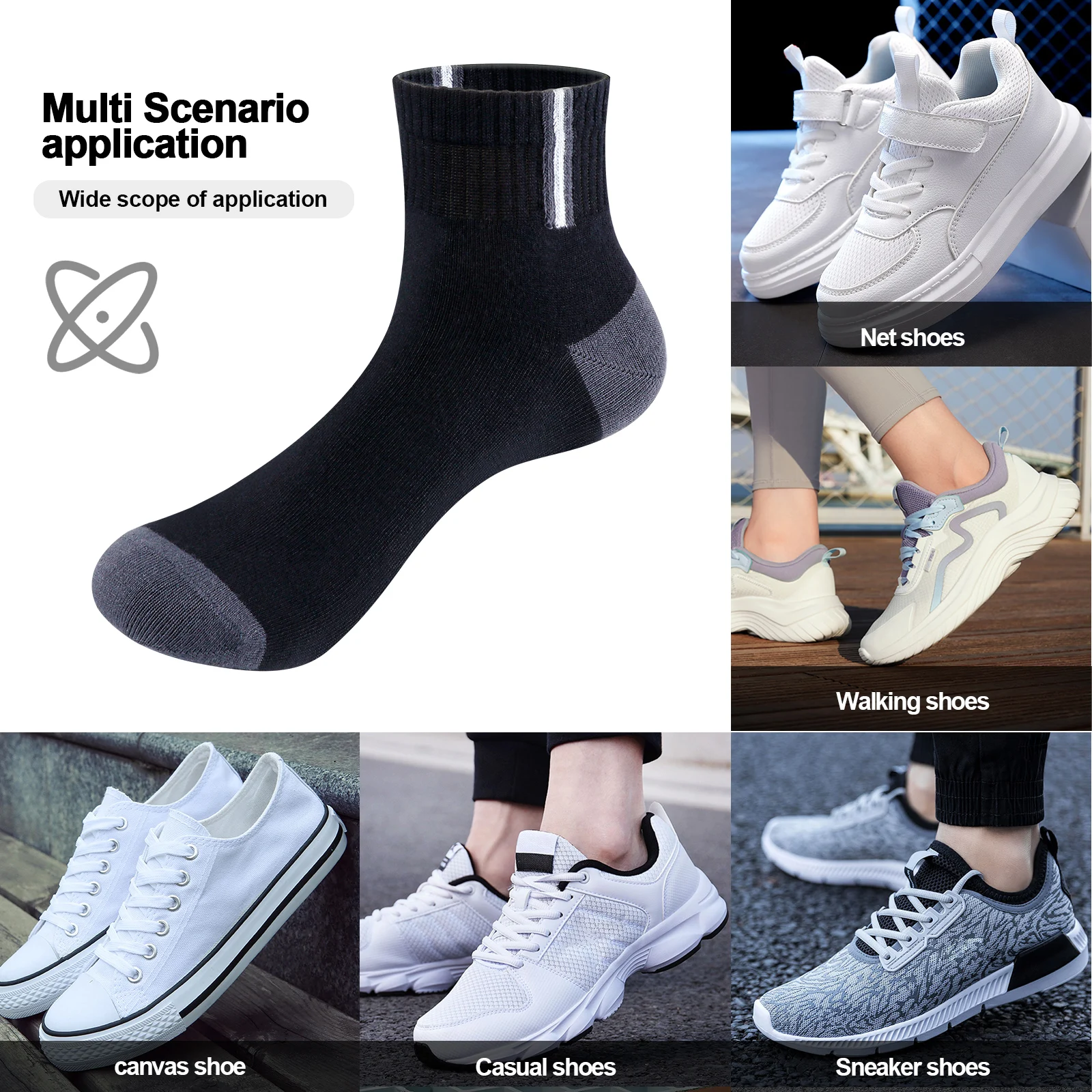 YUEDGE Quarter Bamboo Socks Breathable Low Cut Casual Short Ankle Socks for Unisex Size 37-41/41-44/44-46, 5 Pairs/Pack