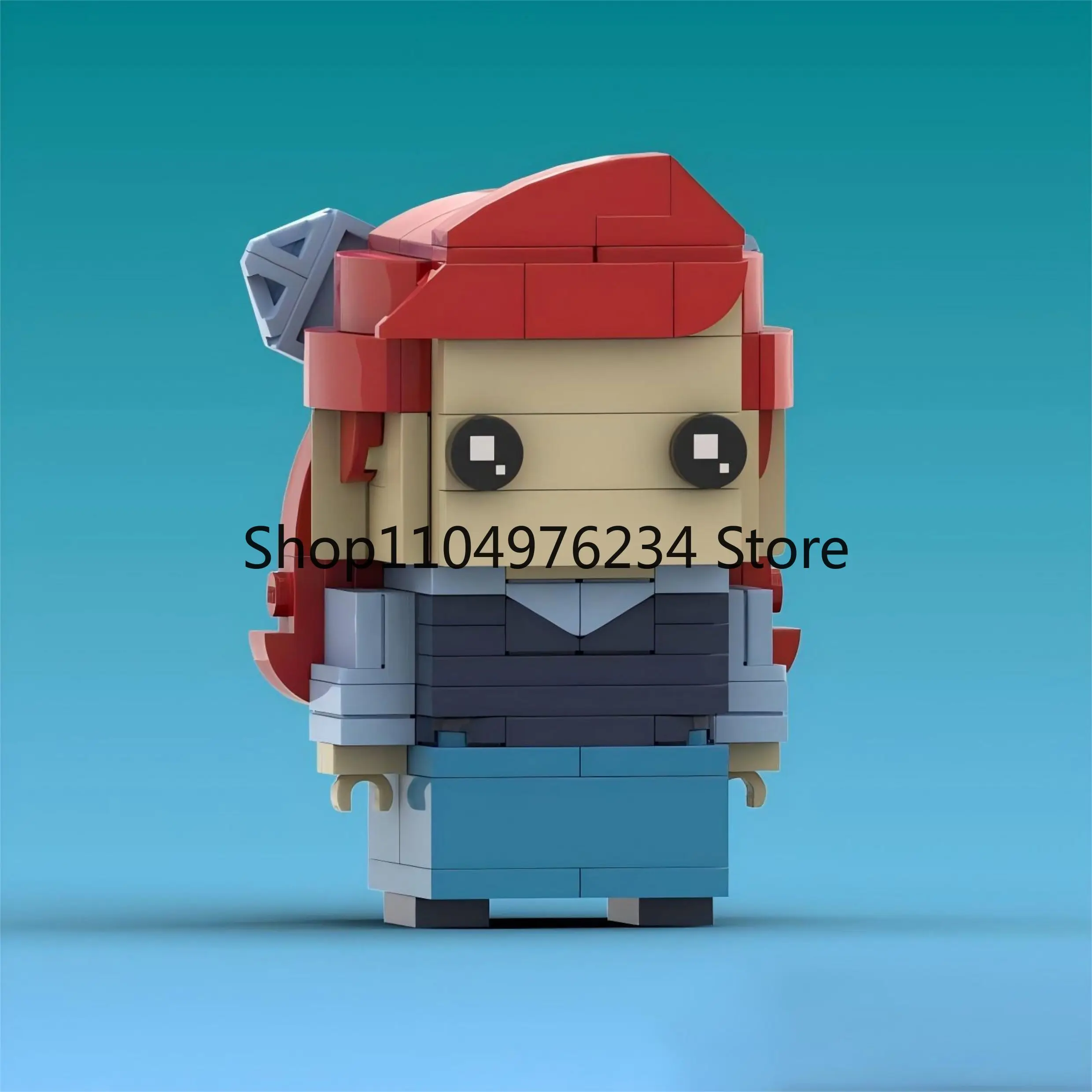 MOC – figurine de dessin animé monde sous-marin, petite sirène Brickheadz, blocs de construction, modèle Puzzle pour enfants, jouets, cadeau d'anniversaire pour adultes