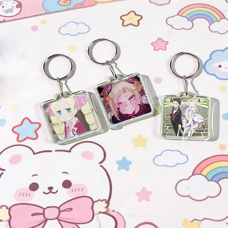Anime Re Zero - Starting Life in Another World Acrylic Keychain Handmade Hanging Ornaments for Clothes Backpack Decoration