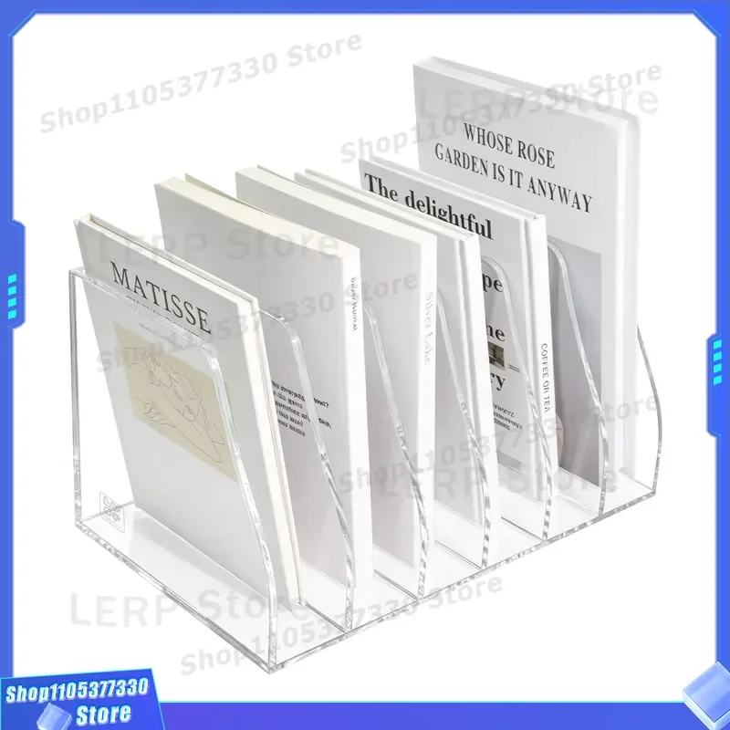Transparent Acrylic Magazine File Holder Office Desk Organizer Clear Document Storage Rack for A4 Papers Wholesale Custom OEM