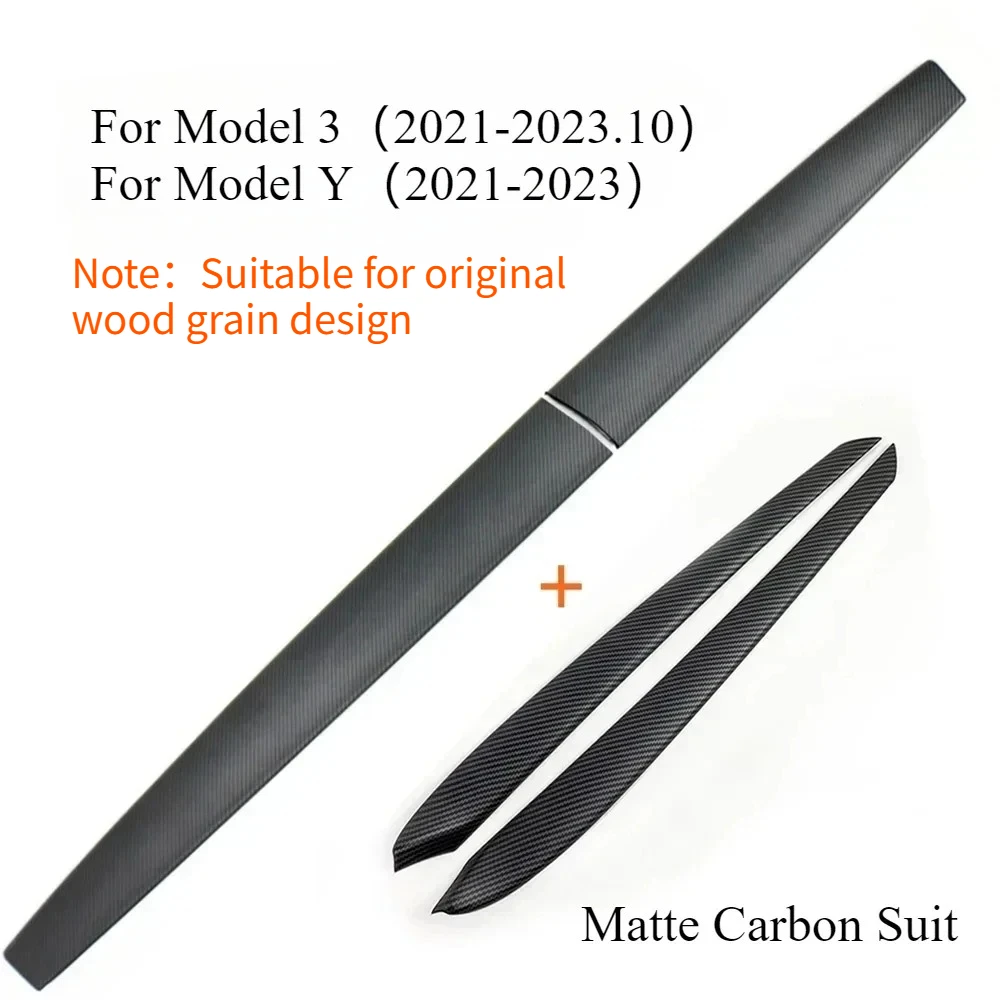 Dashboard Trim Strip voor Tesla Model 3 Y Center Console Panel Sticker Cover Carbon Fiber ABS Modely Auto Accessoires 2017-2023