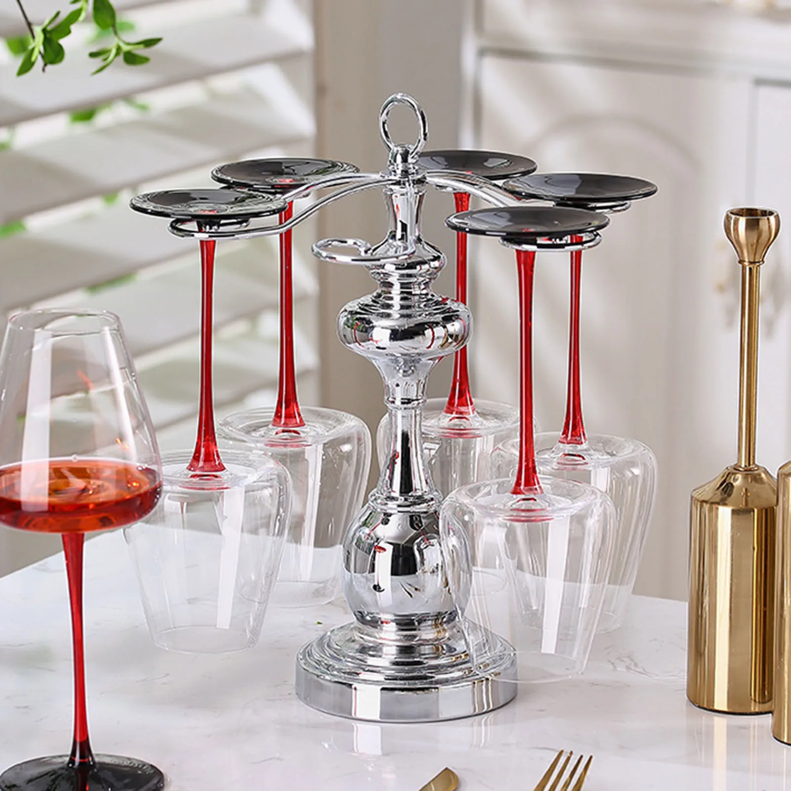 Decorative Wine Glass Holder Heightening Design Space-saving Cup Organizer Rack for Home Decor & Kitchen Storage Rack B88